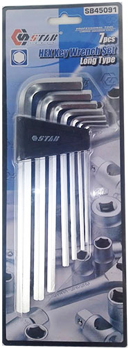 Набор ключей Torx с отверстием 7 пр. экстрадлинные (T10, Т15, Т20, Т25, Т27, Т30, Т40) STAB