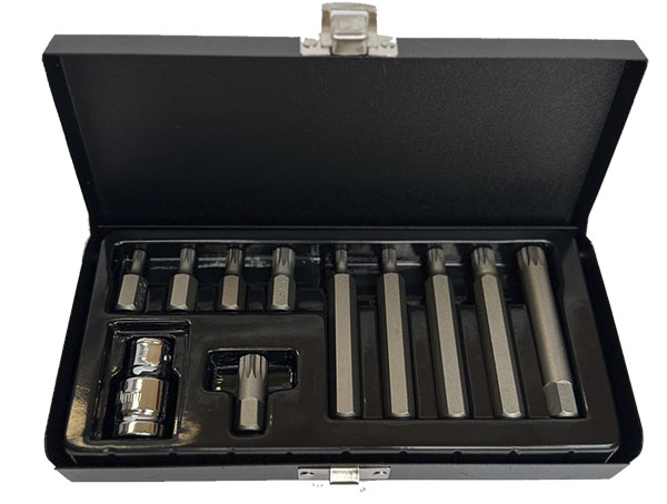 Набор бит SPLINE с переходником 11 пр. 30мм/75мм (М5,M6.M8,M10,M12)